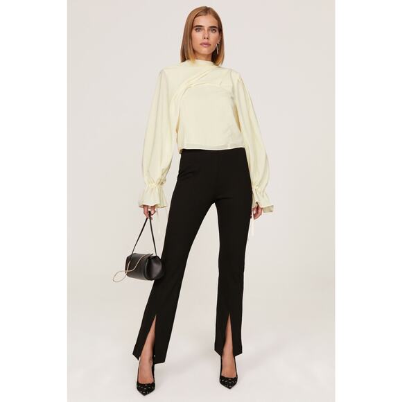 OSMAN YOUSEFZADA Off White Drapey Long Sleeve Draped Tie Blouse Top Size 8 - Picture 1 of 11